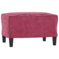 Miniatyrbillede 4 af 7: vidaXL 3-personers sofa med fodskammel 180 cm velour vinrød