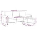 Miniatyrbillede 6 af 7: vidaXL 3-personers sofa med fodskammel 180 cm velour vinrød