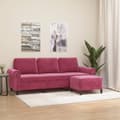 Miniatyrbillede 7 af 7: vidaXL 3-personers sofa med fodskammel 180 cm velour vinrød
