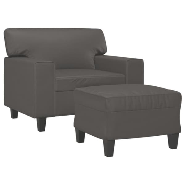 vidaXL sofastol med fodskammel 60 cm kunstlæder grå