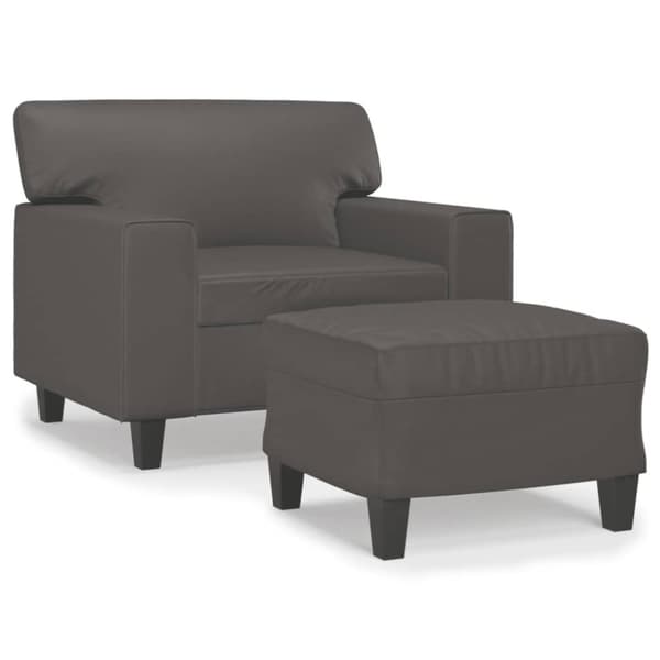vidaXL sofastol med fodskammel 60 cm kunstlæder grå