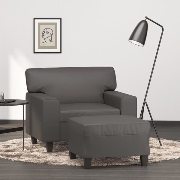 vidaXL sofastol med fodskammel 60 cm kunstlæder grå
