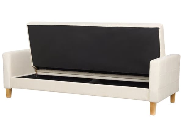 Bäddsoffa Off-White Tygklädsel Chenilletextur 3-sits Klick Klick Stickad