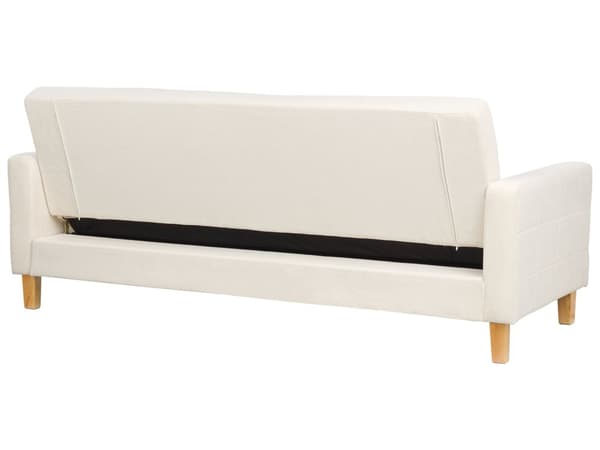 Bäddsoffa Off-White Tygklädsel Chenilletextur 3-sits Klick Klick Stickad