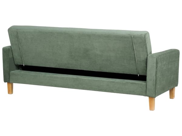 Bäddsoffa Grön Tygklädsel Chenilletextur 3-sits Klick Klick Stickad