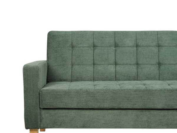 Bäddsoffa Grön Tygklädsel Chenilletextur 3-sits Klick Klick Stickad