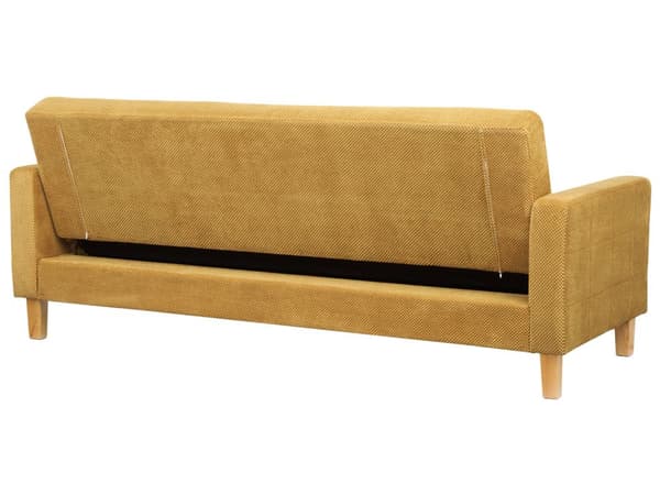 Bäddsoffa Senapsgul Tygklädsel Chenilletextur 3-sits Klick Klick Stickad