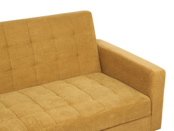 Bäddsoffa Senapsgul Tygklädsel Chenilletextur 3-sits Klick Klick Stickad