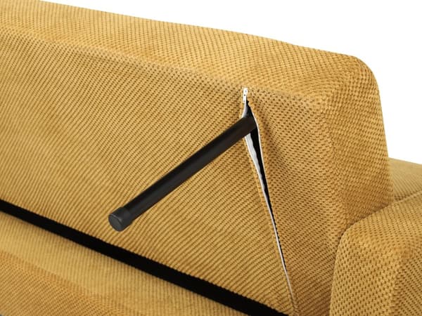 Bäddsoffa Senapsgul Tygklädsel Chenilletextur 3-sits Klick Klick Stickad