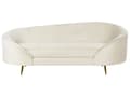 Miniatyrbillede 1 af 10: Sofa Beige Velour Polstret Guld Metalben 3 Personers Moderne Designsofa med Buet Ryg Retro Minimalistisk Pastel til Stuen