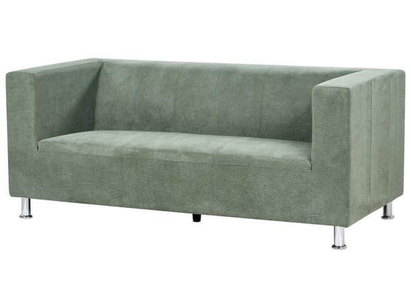 3-seters Sofa Grønt Stoff Sølv Metall Ben Spor Arm Moderne Design
