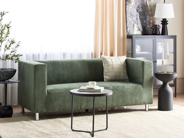 3-seters Sofa Grønt Stoff Sølv Metall Ben Spor Arm Moderne Design