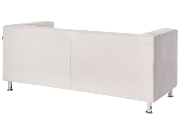 3-seters Sofa Hvitt Stoff Sølv Metall Ben Spor Arm Moderne Design