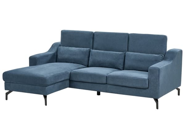 Hörnsoffa Tyg Högervänd Blå Chenille Klädsel med Divan Justerbara Nackstöd Modern Design Vardagsrum