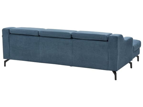 Hörnsoffa Tyg Högervänd Blå Chenille Klädsel med Divan Justerbara Nackstöd Modern Design Vardagsrum