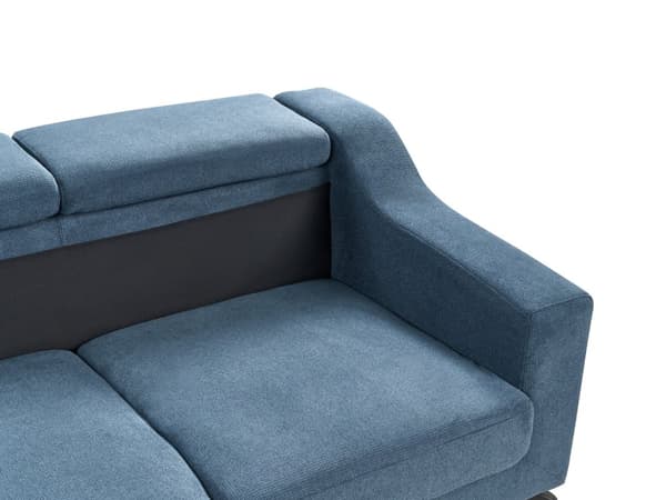 Hörnsoffa Tyg Högervänd Blå Chenille Klädsel med Divan Justerbara Nackstöd Modern Design Vardagsrum