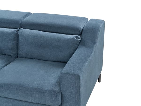Hörnsoffa Tyg Högervänd Blå Chenille Klädsel med Divan Justerbara Nackstöd Modern Design Vardagsrum