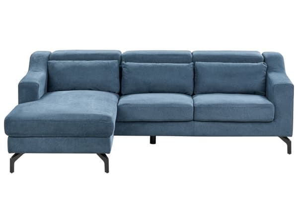 Hörnsoffa Tyg Högervänd Blå Chenille Klädsel med Divan Justerbara Nackstöd Modern Design Vardagsrum