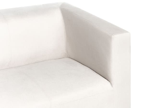Sofa med hvidt Chenille stofbetræk til 3 personer med sølvfarvede metalben i moderne stil