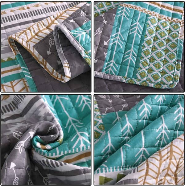 Rootz Luxurious Patchwork sängöverkast - Quiltat täcke - Vändbart täcke - Mjuk stoppning - Mångsidig stil - Lättskött - 100 % polyester - Flera storle