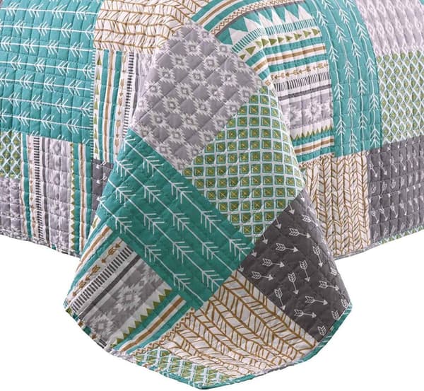 Rootz Luxurious Patchwork sängöverkast - Quiltat täcke - Vändbart täcke - Mjuk stoppning - Mångsidig stil - Lättskött - 100 % polyester - Flera storle