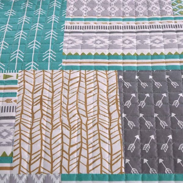 Rootz Luxurious Patchwork sängöverkast - Quiltat täcke - Vändbart täcke - Mjuk stoppning - Mångsidig stil - Lättskött - 100 % polyester - Flera storle