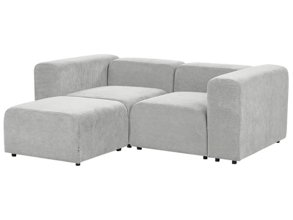 Modulsofa Grå Fløjl 2 Personers Designer Blød Moderne Flyder Sofa med Fodskammel Lav Ryg Stue Indretning Høj Kvalitet Stofsofa