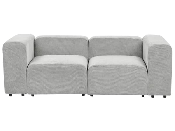 Modulsofa Grå Fløjl 2 Personers Designer Blød Moderne Flyder Sofa med Fodskammel Lav Ryg Stue Indretning Høj Kvalitet Stofsofa
