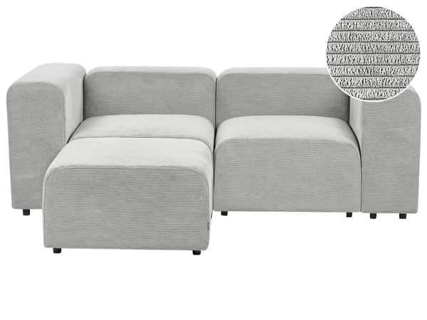 Modulsofa Grå Fløjl 2 Personers Designer Blød Moderne Flyder Sofa med Fodskammel Lav Ryg Stue Indretning Høj Kvalitet Stofsofa