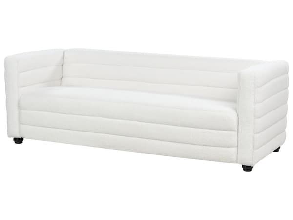 3-seters Sofa Off-White Boucle Stoff Polstring Svarte Ben Loveseat Tykt Polstret Moderne Stil Stue Møbler