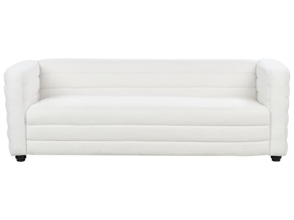 3-seters Sofa Off-White Boucle Stoff Polstring Svarte Ben Loveseat Tykt Polstret Moderne Stil Stue Møbler