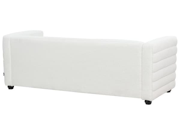 3-seters Sofa Off-White Boucle Stoff Polstring Svarte Ben Loveseat Tykt Polstret Moderne Stil Stue Møbler