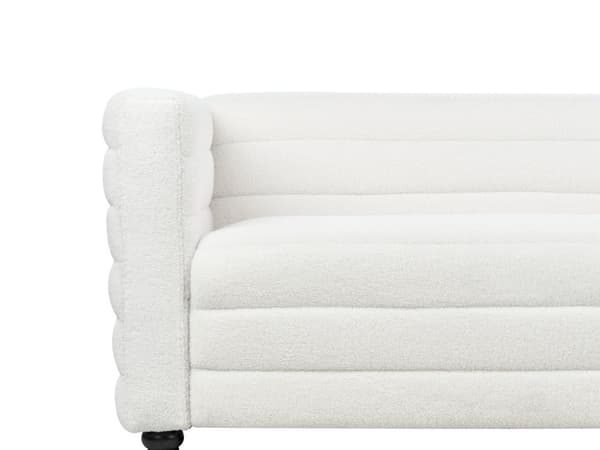 3-seters Sofa Off-White Boucle Stoff Polstring Svarte Ben Loveseat Tykt Polstret Moderne Stil Stue Møbler