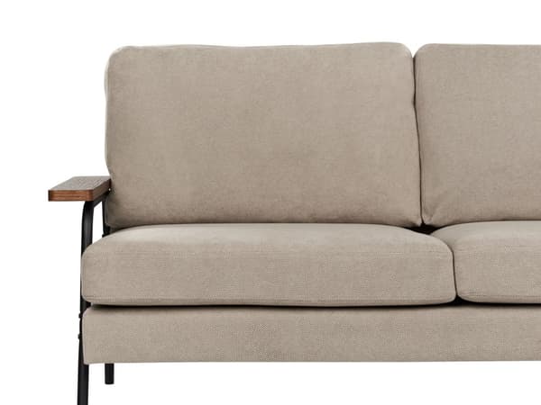 Sofa Taupe Stoff Polyester Polstring Metallben 3 Seter Tykt Polstret Klassisk Stil Stue Møbler