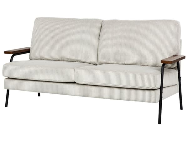 Sofa Grå Stoff Polyester Polstring Metallben 3 Seter Tykt Polstret Klassisk Stil Stue Møbler