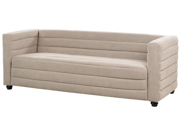 Sofa Taupe Stoff Polyester Polstring Svarte Ben 3 Seter Tykt polstret Moderne Stil Stue Møbler