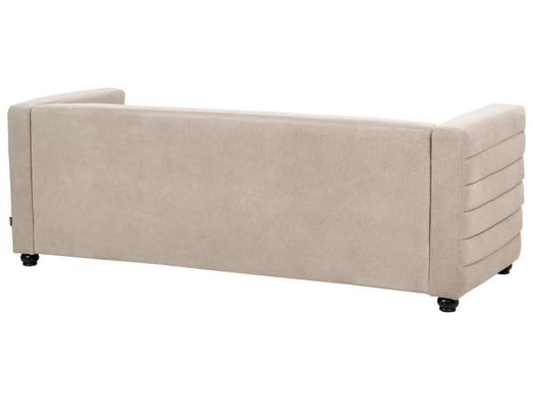 Sofa Taupe Stoff Polyester Polstring Svarte Ben 3 Seter Tykt polstret Moderne Stil Stue Møbler