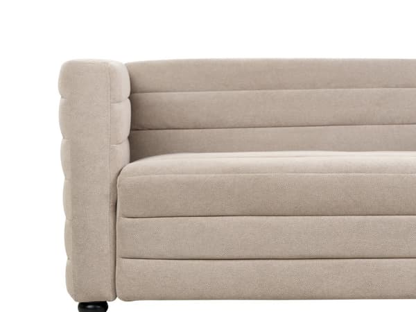 Sofa Taupe Stoff Polyester Polstring Svarte Ben 3 Seter Tykt polstret Moderne Stil Stue Møbler