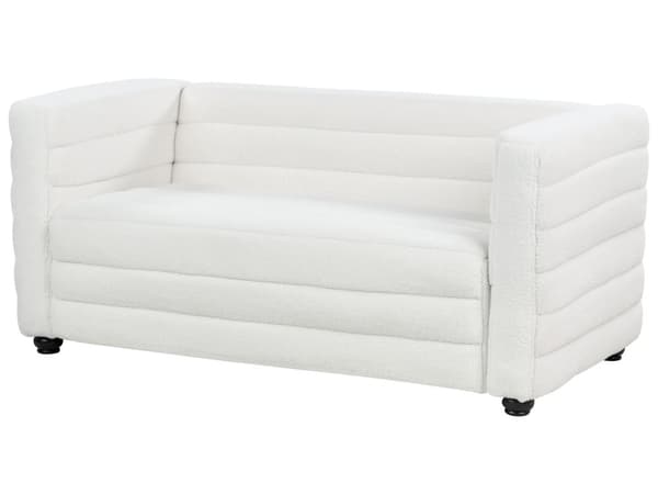 Sofa Off White Polyester 2 Personers Tyk Polstret Dyb Blød Stofsofa til Stuen Moderne Inspiration Stue Møbel Klassisk