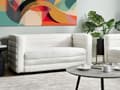 Miniatyrbillede 2 af 11: Sofa Off White Polyester 2 Personers Tyk Polstret Dyb Blød Stofsofa til Stuen Moderne Inspiration Stue Møbel Klassisk