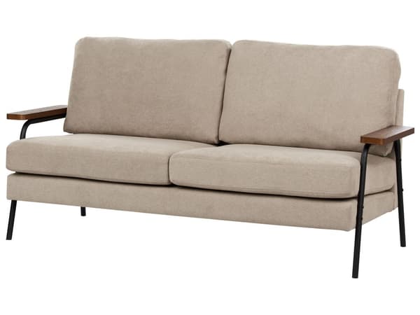 Sofa Taupe Polyester 3 Personers Tyk Polstret Dyb Blød Stofsofa til Stuen Vintage Retro Inspiration Stue Møbel Klassisk