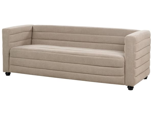 Sofa Taupe Polyester 3 Personers Tyk Polstret Dyb Blød Stofsofa til Stuen Moderne Inspiration Stue Møbel Klassisk