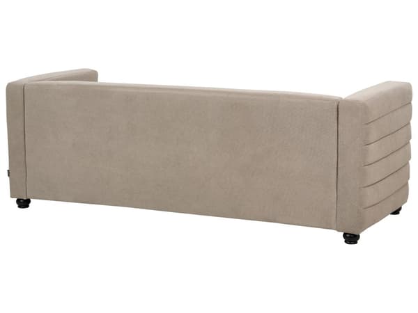 Sofa Taupe Polyester 3 Personers Tyk Polstret Dyb Blød Stofsofa til Stuen Moderne Inspiration Stue Møbel Klassisk