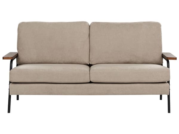 Soffa Taupe Tyg Polyesterklädsel Metallben 3-sits Tjockt vadderad Klassisk stil Vardagsrumsmöbler