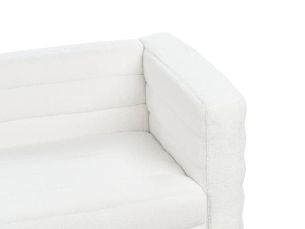 Soffa Off-White Tyg Boucléklädsel Svarta Ben 2-sits Loveseat Tjockt vadderad Modern Stil Vardagsrumsmöbler