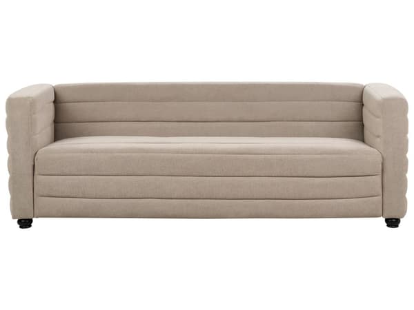Soffa Taupe Tyg Polyesterklädsel Svarta Ben 3-sits Loveseat Tjockt vadderad Modern Stil Vardagsrumsmöbler