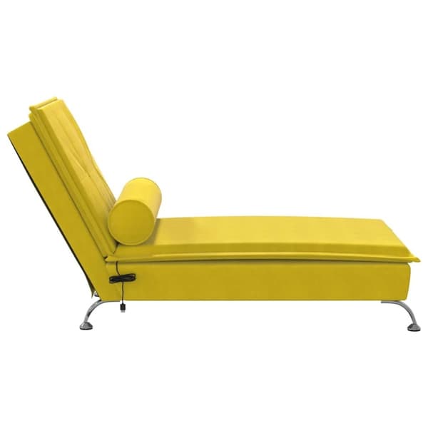 vidaXL Massageschäslong med bolster gul sammet