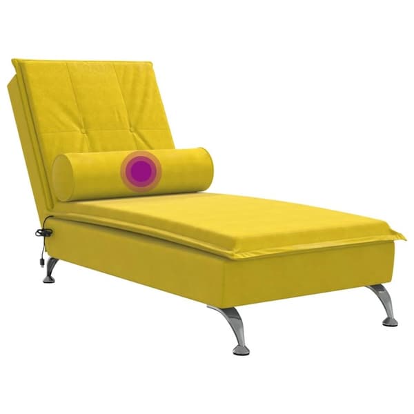 vidaXL chaiselong med massage og pude fløjl gul