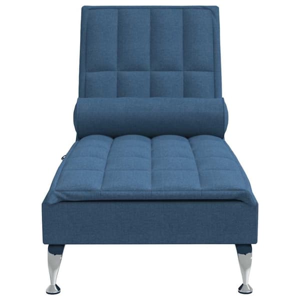 vidaXL Massageschäslong med bolster blå tyg