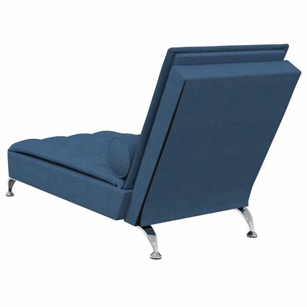 vidaXL Massageschäslong med bolster blå tyg